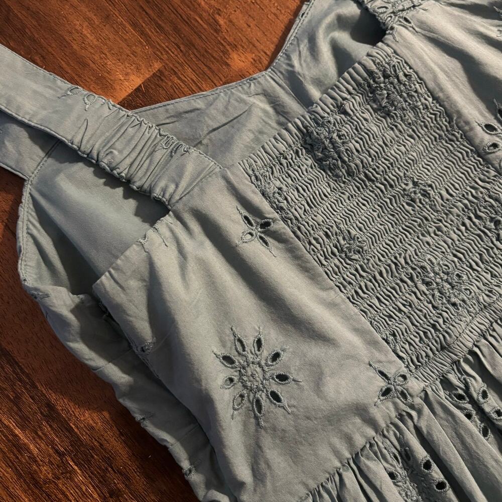 J Crew Women's 6 Midi Dress Eyelet Sleeveless 100% Cotton Fit Flare Sundress - Picture 5 of 13